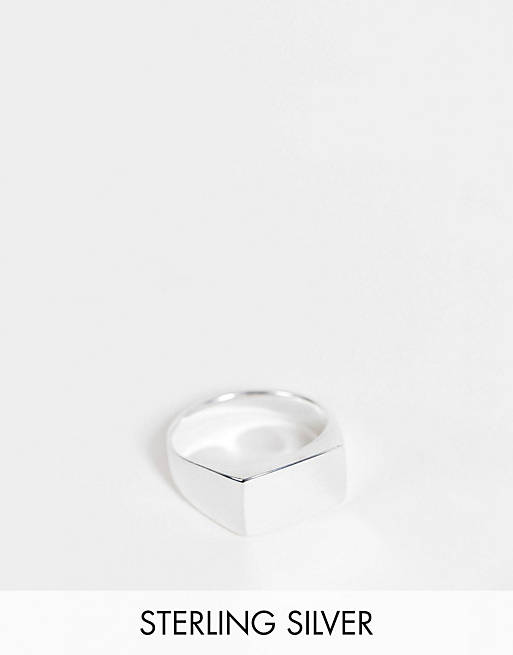 ASOS DESIGN sterling silver square signet ring in silver