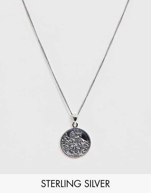 Asos Design Sterling Silver St Christopher Necklace Asos