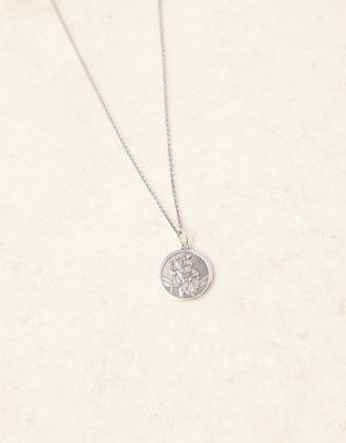 Asos Design Sterling Silver St Christopher Pendant Necklace