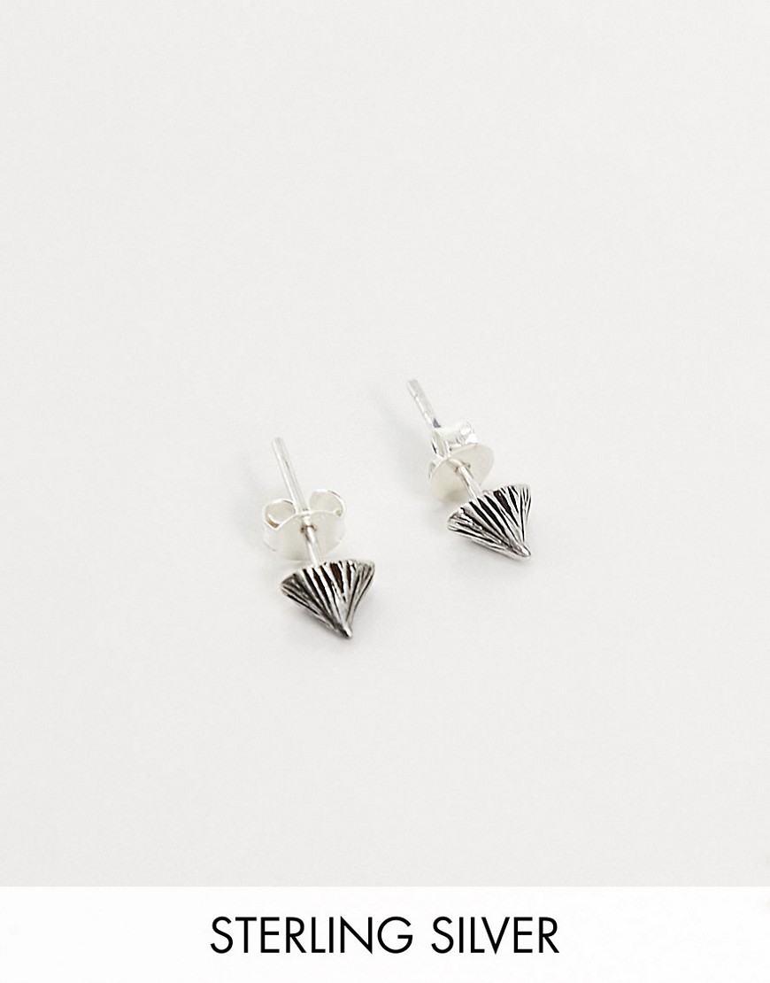 ASOS DESIGN sterling silver stud with thorn design in burnished silver