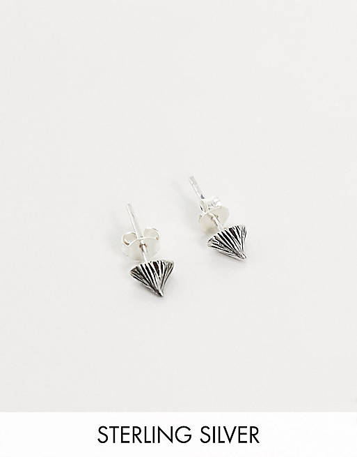 ASOS DESIGN sterling silver studs with thorn design in burnished silver