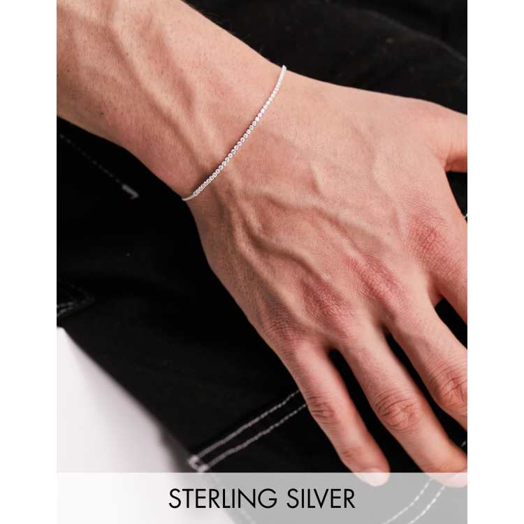 Mens thin silver on sale bracelet