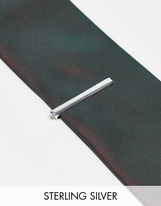 ASOS DESIGN sterling silver tie bar with bevelled edge