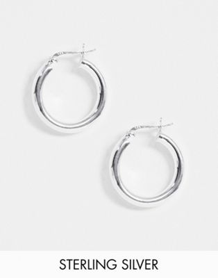 ASOS DESIGN sterling silver tube hoop earrings in 25mm | ASOS