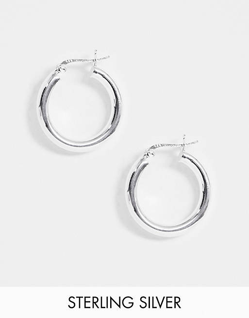 ASOS DESIGN sterling silver tube hoop earrings in 25mm