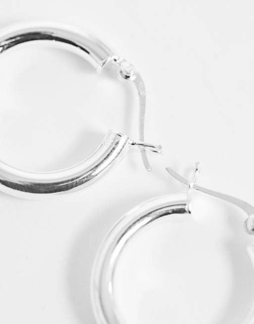 ASOS DESIGN sterling silver tube hoop earrings in 25mm ASOS