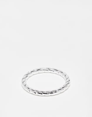 ASOS DESIGN sterling silver twist detail ring in silver tone - view 1