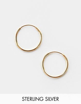 ASOS DESIGN sterling silver with gold plate 9mm fine hoop earrings - ASOS Price Checker