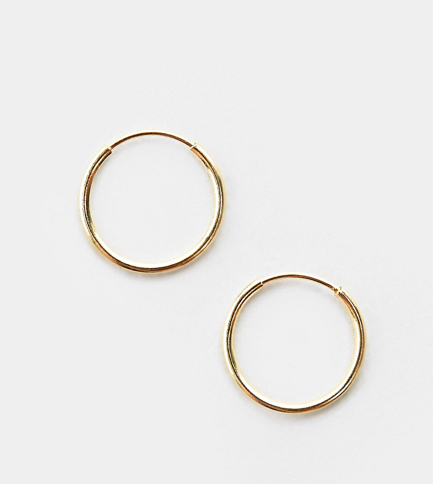 ASOS DESIGN sterling silver with gold plate 9mm fine hoop earrings