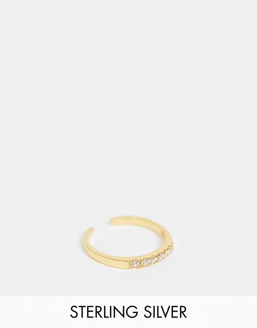 ASOS DESIGN sterling silver with gold plate crystal toe ring