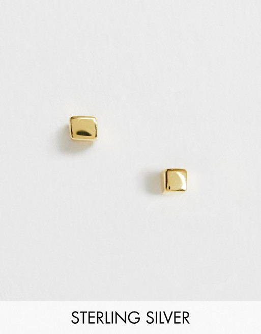 ASOS DESIGN Sterling silver with gold plate delicate cube stud earrings