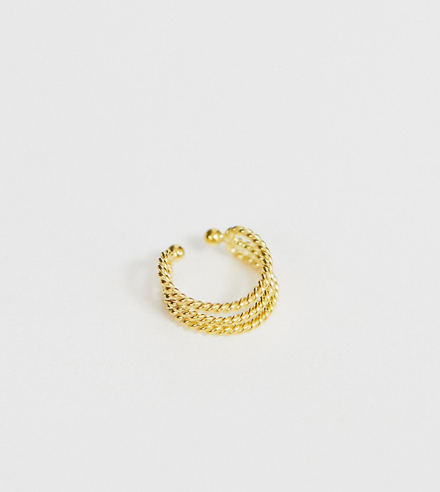 ASOS DESIGN sterling silver with gold plate ear cuff in triple twist design
