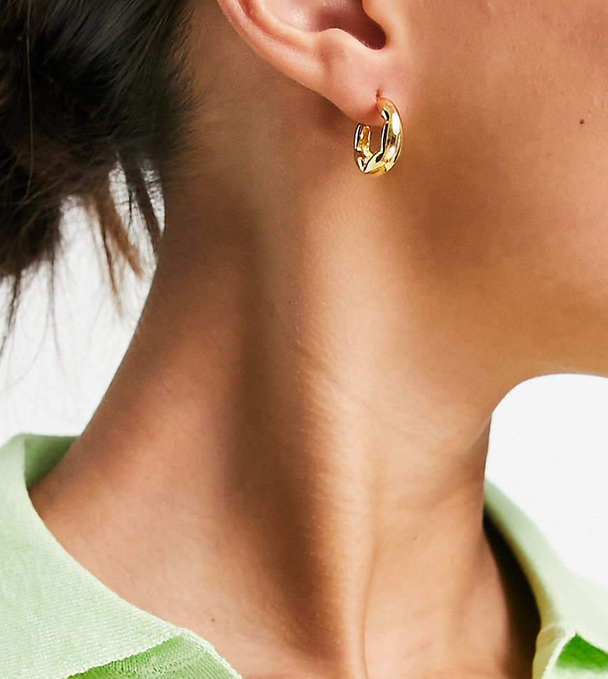 ASOS DESIGN sterling silver with gold plate hoop earrings in crushed design