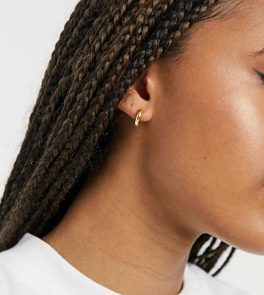 ASOS DESIGN sterling silver with gold plate hoop earrings in mini chubby design