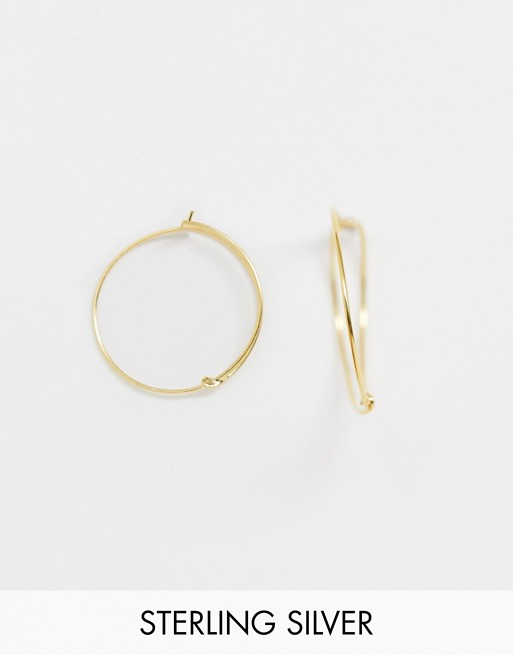 ASOS DESIGN Sterling silver with gold plate hoop earrings in split design