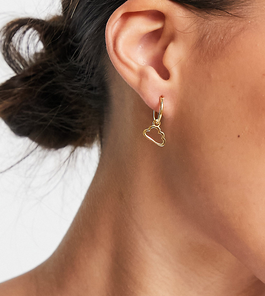 ASOS DESIGN sterling silver with gold plate hoop earrings with cloud charm