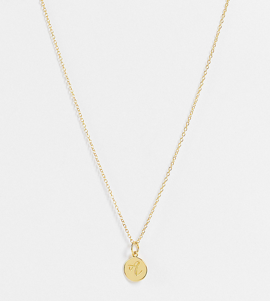 ASOS DESIGN sterling silver with gold plate necklace with A initial and crystal coin pendant