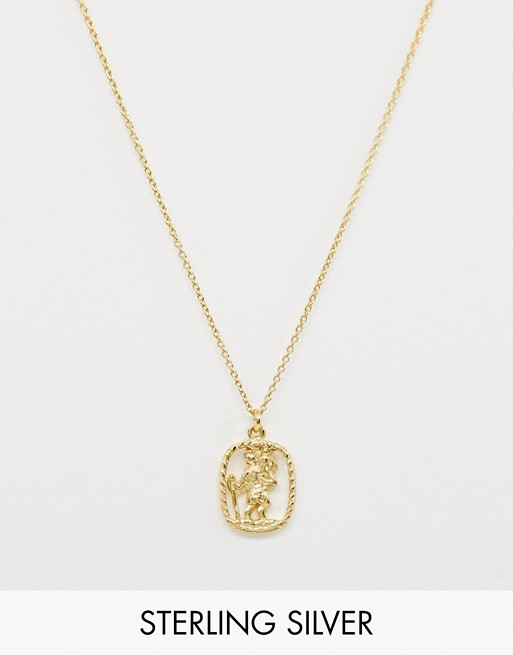 ASOS DESIGN sterling silver with gold plate necklace with cut out pendant