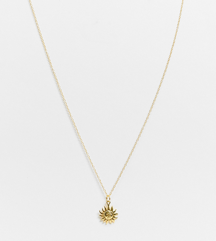 ASOS DESIGN sterling silver with gold plate necklace with sun pendant