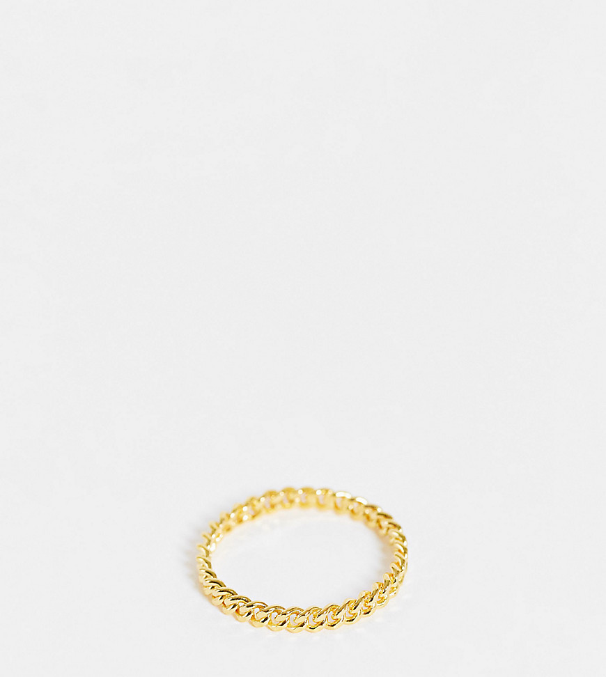 ASOS DESIGN sterling silver with gold plate ring in fine curb chain design
