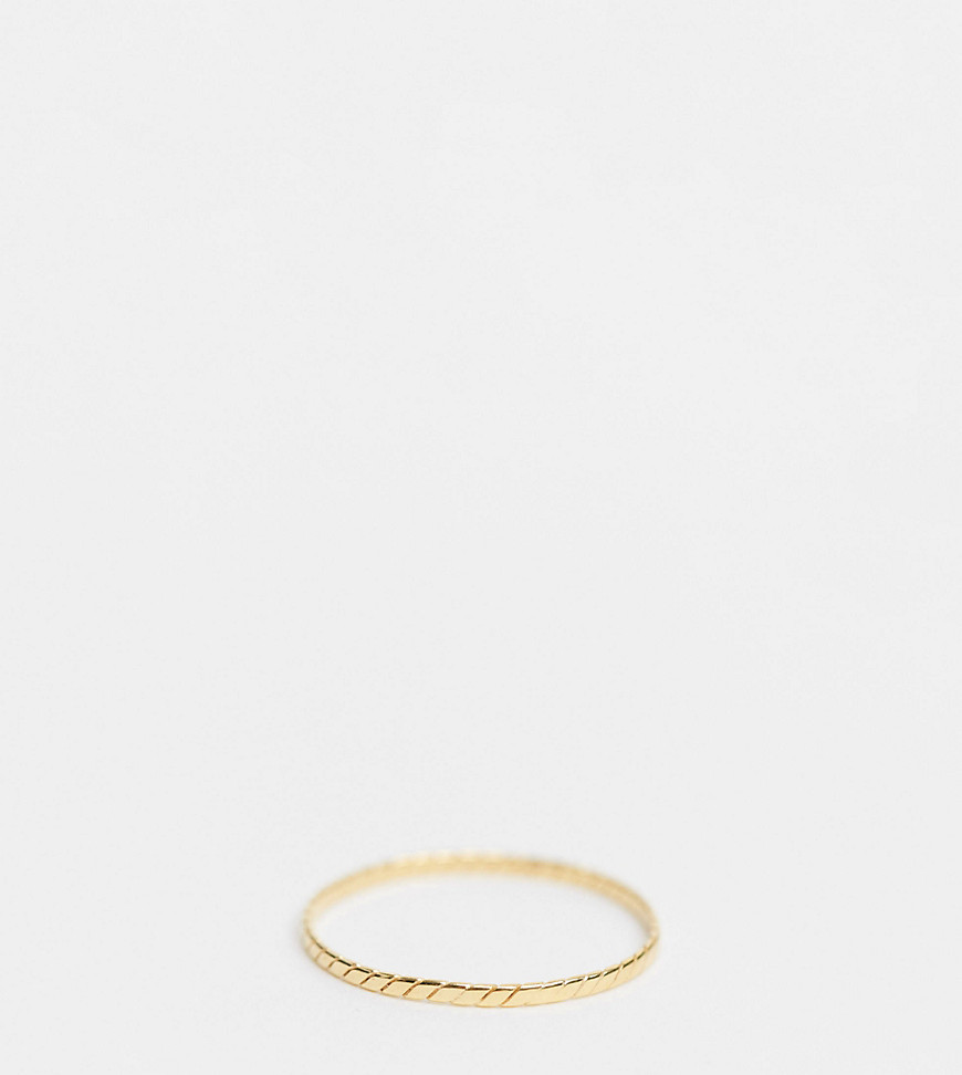 ASOS DESIGN sterling silver with gold plate ring in fine flat etched design