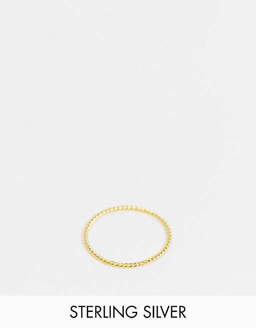 ASOS DESIGN sterling silver with gold plate ring in fine twist design