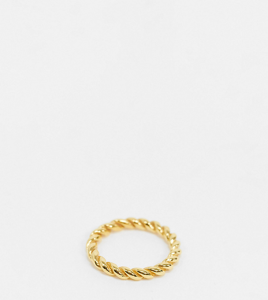 Asos Design Sterling Silver With Gold Plate Ring In Tube Twist Design