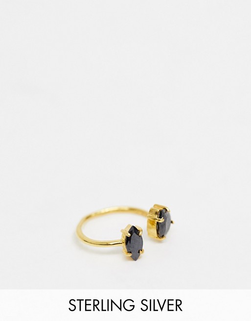 ASOS DESIGN Sterling silver with gold plate ring with stone detail