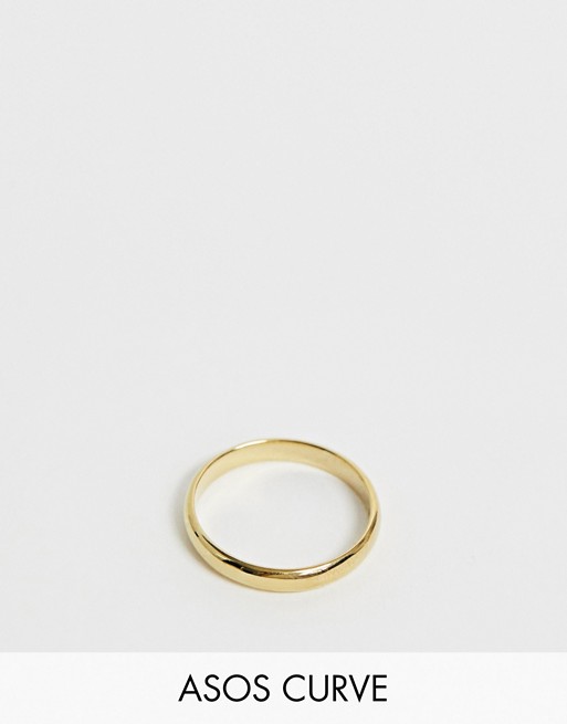 ASOS DESIGN sterling silver with gold plate sleek thick band ring