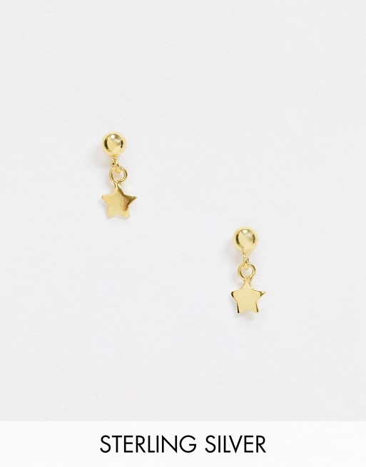 ASOS DESIGN sterling silver with gold plate stud earrings with tiny star charm
