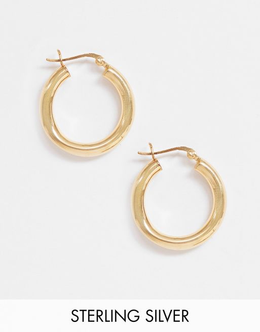 Gold hoops store sterling silver