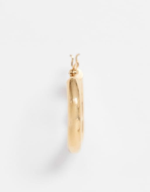 ASOS DESIGN sterling silver with gold plate tube hoop earrings in 25mm, 2 of 4
