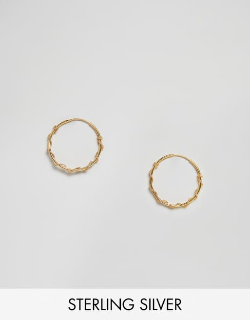 ASOS DESIGN sterling silver with gold plate twisted wire hoop earrings