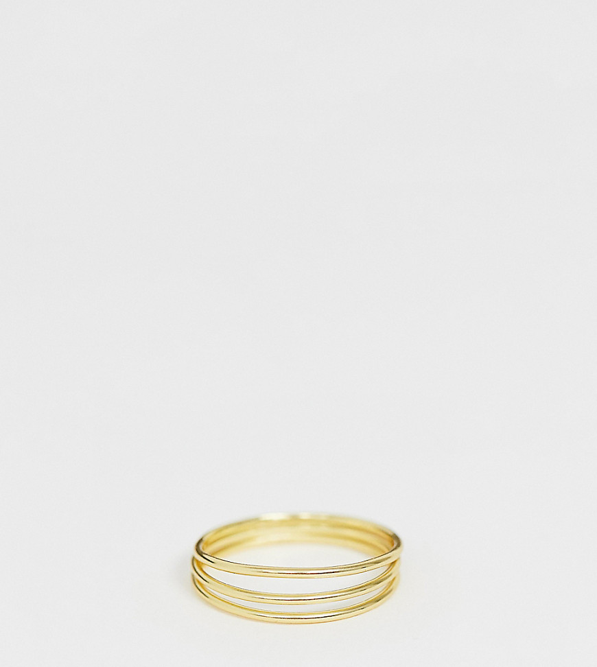 ASOS DESIGN Sterling silver with gold plate wide set triple row ring