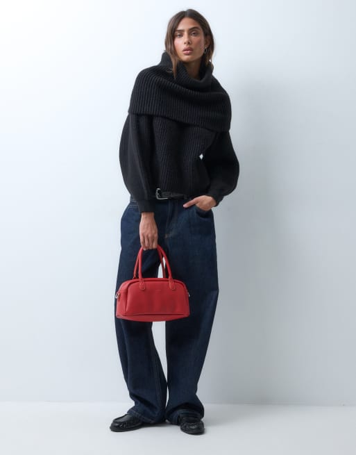 ASOS DESIGN stickad extra slouchy huvtröja i svart, 2 av 5