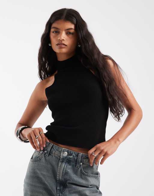 ASOS DESIGN stickad halternecktopp i svart, 4 av 4