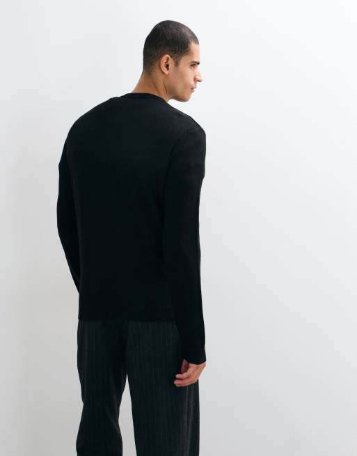 ASOS DESIGN stickad henley-topp med långa ärmar i svart, 3 av 5