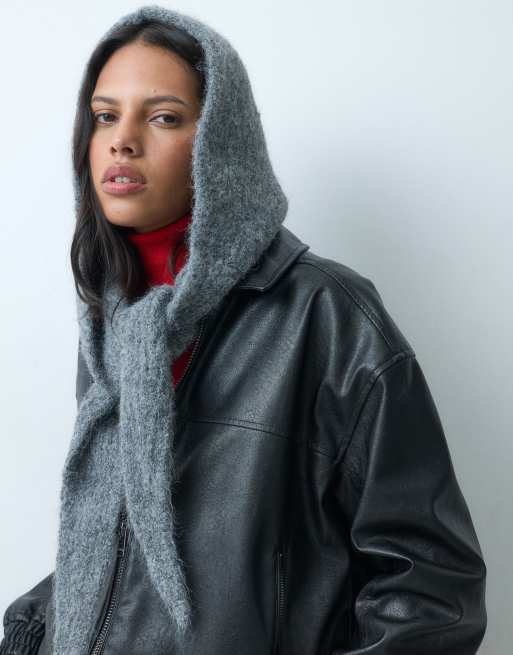 ASOS DESIGN stickad huvsjal i kolgrått, 2 av 5
