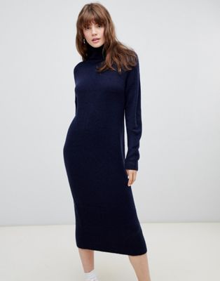 ASOS DESIGN – Stickad klänning i midimodell-Marinblå