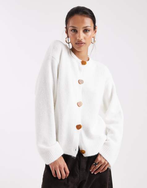 ASOS DESIGN – Stickad kofta i yllemix med knäppning - view 1