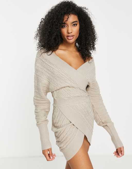 ASOS DESIGN – Stickad, kort omlottklänning med korsett och bara axlar, 4 av 4