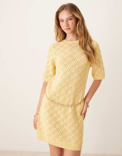 ASOS DESIGN – Stickad, kort t-shirtklänning med halvlånga ärmar - view 1