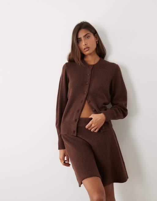 ASOS DESIGN stickad minikjol i chokladbrunt, 2 av 5