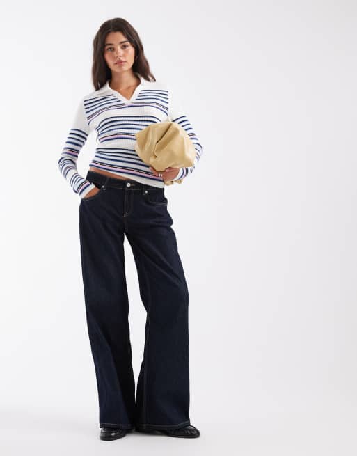 ASOS DESIGN stickad polotröja i randigt, 2 av 4