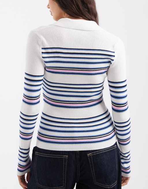 ASOS DESIGN stickad polotröja i randigt, 4 av 4