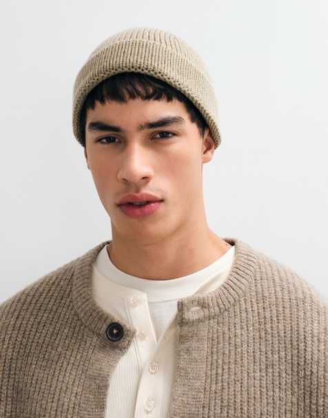 ASOS DESIGN stickad ribbad minimössa i neutral - view 1
