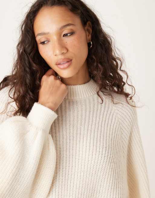 ASOS DESIGN – Stickad tröja i oversize med ballongärmar, 3 av 4