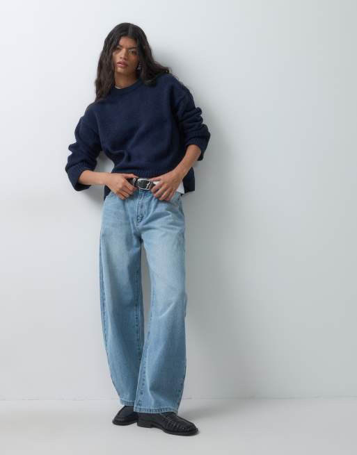 ASOS DESIGN stickad tröja med öppen rygg i marinblått, 3 av 5