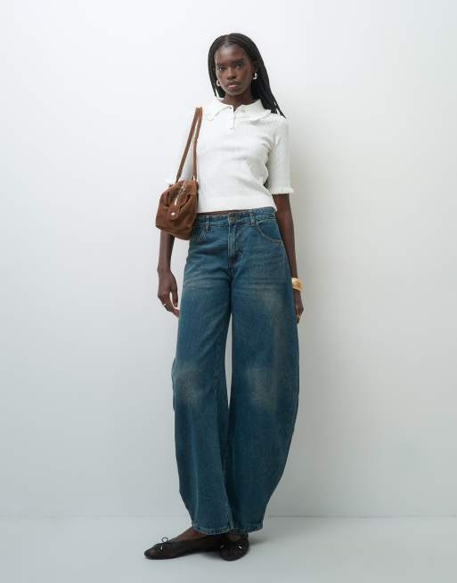 ASOS DESIGN stickad tröja med volangdetalj i naturvit, 2 av 4