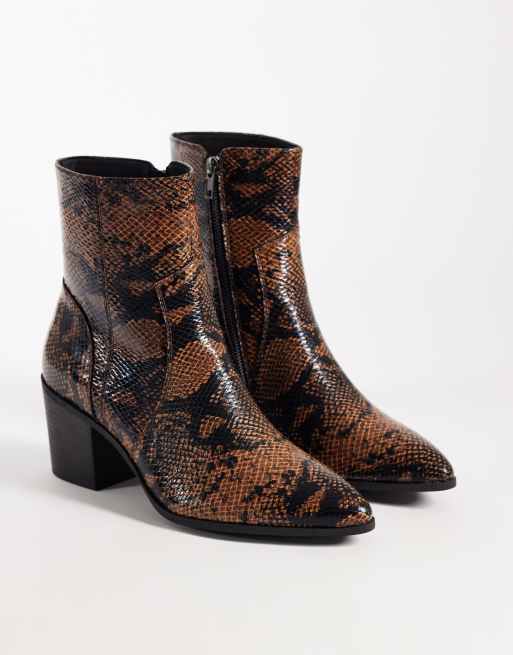 ASOS DESIGN Stiefel mit Absatz und Reißverschluss im Schlangenprint, 2 von 4